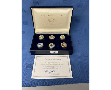 Boxed set of 6 Wild Fowl Trust boxes in sterling silver and enamel Limited Ed. 224/500  -  Certificate of Authenticity signed