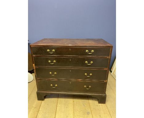 George lll mahogany caddy top chest of 4 graduated drawers supported by bracket feet 