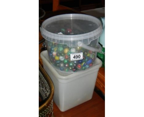 2 tubs of vintage glass marbles