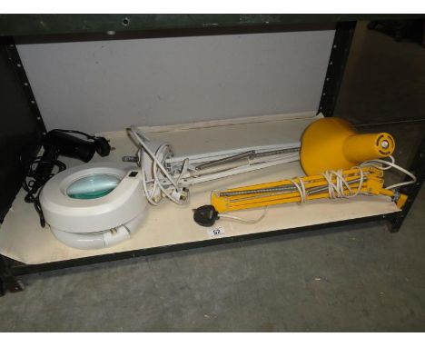 An angle poise work bench lamp & magnifier