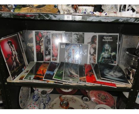 A shelf of fantasy prints