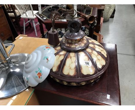A porcelain hanging light & a floral shade