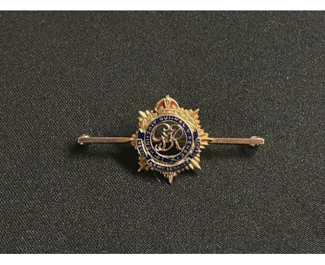 WW2 British Royal Army Service Corps 9ct Gold and Enamel Sweetheart booch weight 4.84 grams, length 47mm. 