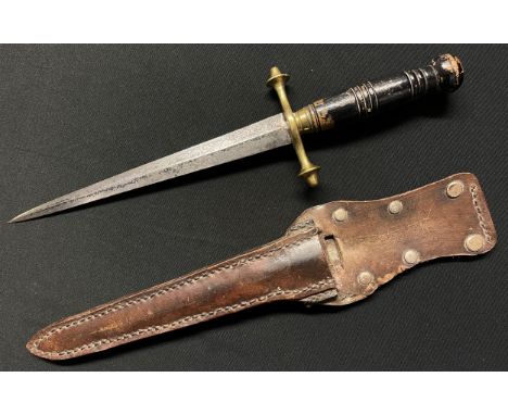 WW1 British Private Purchase Officers Fighting Knife with double edged blade 200mm in length. Maker/Retailer marked "J.J Cane