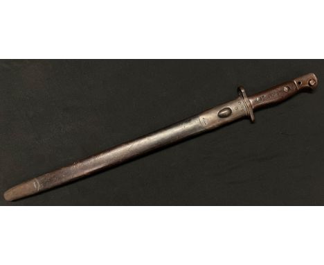 WW1 British 1907 Pattern Bayonet with single edged fullered blade 427mm in length, maker marked and dated "Wilkinson 1-18". O