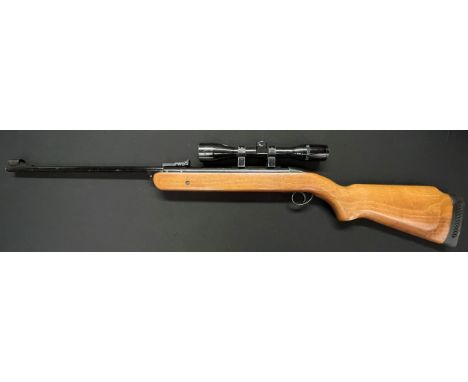 BSA Mercury Mark II .22 Air Rifle serial number ZA1468 with 470mm long barrel fitted with a Model 12 4x40 Telescopic sight. I
