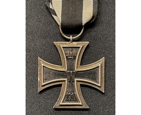 WW1 Imperial German Eisernes Kreuz 2. Klasse. Iron Cross 2nd Class 1914. Maker marked to ring "FW". Complete with ribbon. 