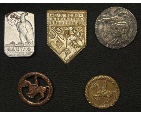 WW2 Third Reich Rally and Riders badges to include: Gautag Stuttgart 1937: Gautag NSLB Gau Westfalen-Nord  Bielefeld 1936: NS