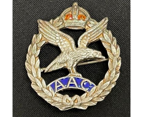 WW2 British Army Air Corps Glider Pilot Regiment Sweetheart lapel badge in white metal with coloured enamel details. Pin back