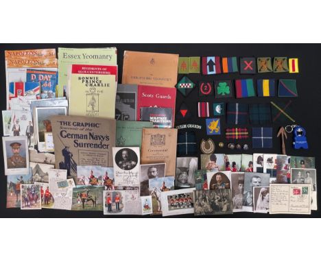 A collection of British Army formation signs, Parachute Regt Drop Zone flashes, Scottish Regt Tartan flashes, all post war, p