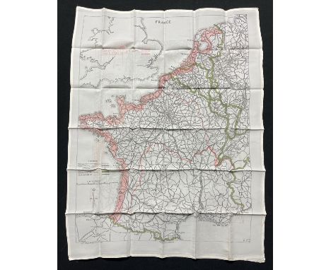 WW2 British RAF Silk Escape Map of France and Germany. Code letter 9C(a) / 9U/R. Double sided. 