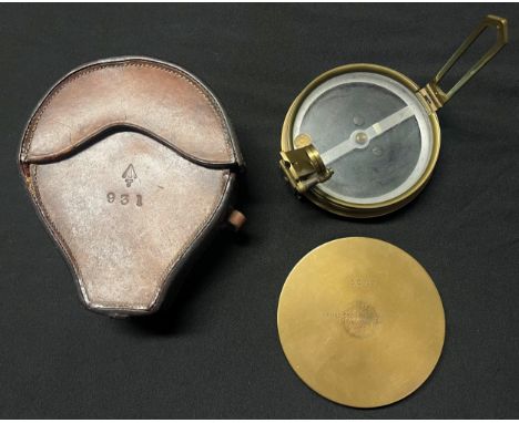 WW1 British SC 120 Surveying Compass by "Cooke, Troughton &amp; Simms, Ltd." Complete in leather case marked with Broad Arrow