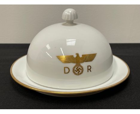 WW2 Third Reich Hermann Göring Nymphenburg Porcelain Domed Lidded Butter Dish From His Personal Deutsche Reichsbahn train Son