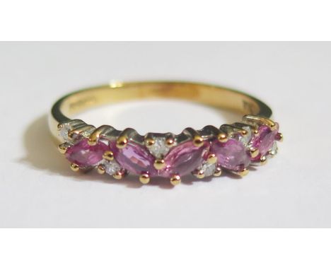 A 9ct Gold, Ruby and Diamond Ring, size L.5, 1.8g 