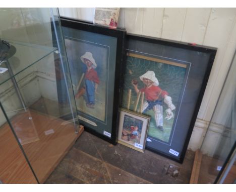 E.P. Kinsella, A Pair of Prints, framed &amp; glazed, 51x35cm, two framed jigsaw puzzles and three postcards