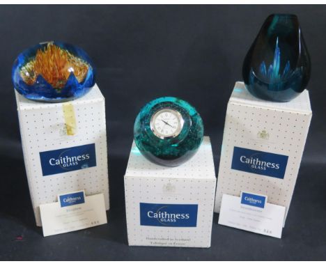 Three Caithness Glass Paperweights _ Biosphere 444/500, Incandescence 328/500 (both boxed with COAs and Mariner 
