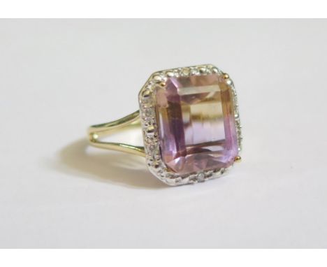 A 9ct Gold Ametrine Dress Ring, stone 12x10mm, size R, 3.9g 