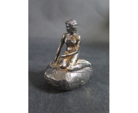 A Sterling Silver Model of The Little Mermaid after Edvard Eriksen, c. 55mm, 110.8g, base marked K R 