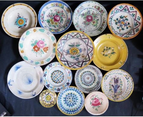 A Selection of Slovakian Faience Bowls and Dishes, largest 23.5cm, etc.  Collection of Mark M. Luboshinksky 