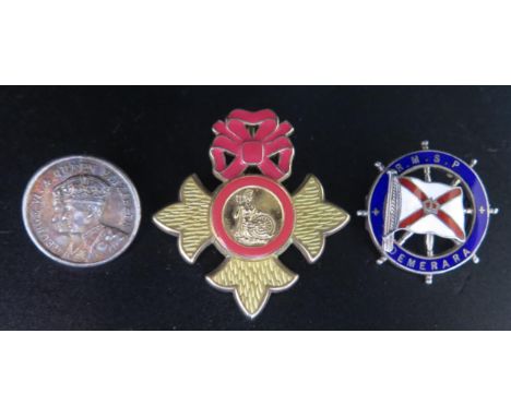 A Silver and Enamel British Empire Brooch, R.M.S.P. DEMARA silver brooch and one other 