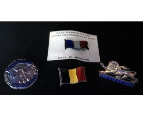 THE KING'S OWN and SOUTH LANCASHIRE Silver and Enamel Badges and hallmarked silver France and Germany enamel badges 