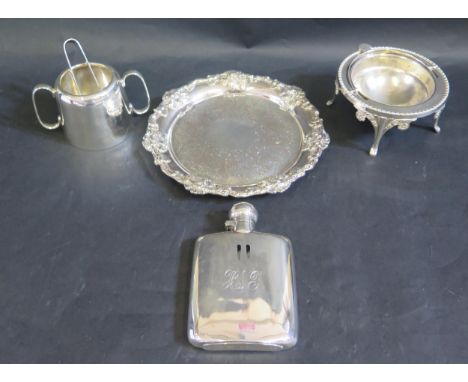 A James Deakin &amp; Sons Electroplated Silver Hip Flask, salver etc. 