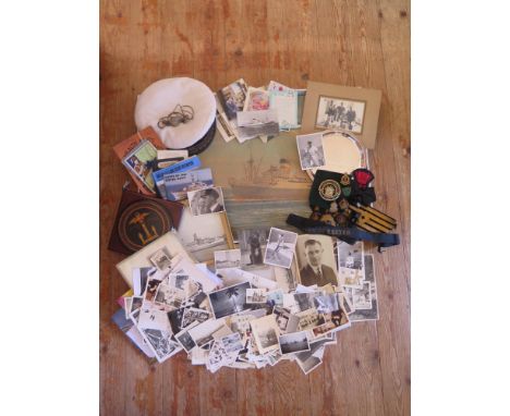 A Collection of Wartime Ephemera including WWI French silk souvenirs, WWII Royal Navy Service Records for Stoker K. Lewis, al