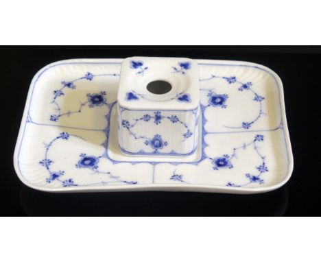 A Royal Copenhagen Porcelain Inkwell on stand 