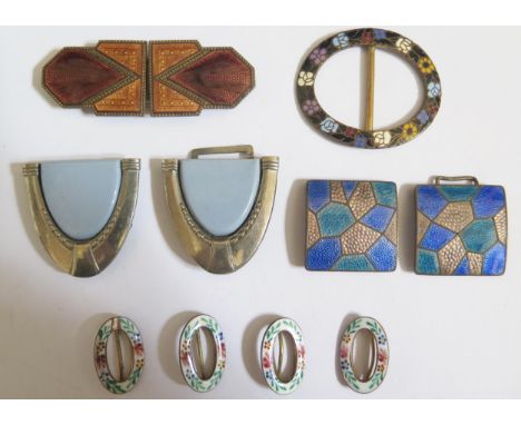 A Selection of Silver and Enamel Brooches, etc. 