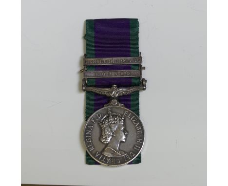 General Service Medal 1962 with two clasps Borneo and Northern Ireland to 23984790 Pte A.B. Cotton, Queen’s Own Buffs.