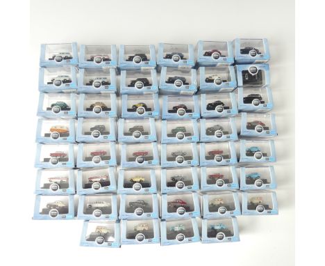 Oxford N gauge die cast model vehicles, forty-six boxed model cars, including Morris 1000 Traveller, Jowett Javelin, SS Jagua