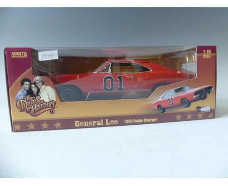 The Dukes of Hazard Charger Autoworld boxed model, 1:18 Scale 1969 Dodge Charger General Lee, in original box, the model appe