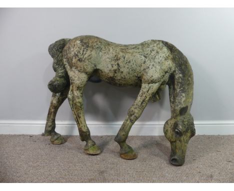 Lawson E. Rudge (b. 1936), a large studio pottery garden sculpture of a Pony, foot broken but present and ear missing, L 100c