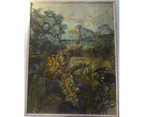 Lawson E. Rudge (b. 1936), abstract landscape, oil on canvas, 50cm x 66cm, framed. Provenance: from the studio of Lawson Rudg