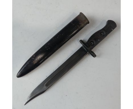 A British military issue L1A3 SLR Bayonet and Scabbard, blade length 20.5cm. 