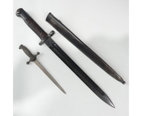 A 1907 SMLE Bayonet, dated and marked Wilkinson Pall Mal with steel mounted leather Scabbard and Frog, together with a 1904 P