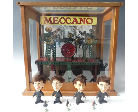 Beatles Memorabilia, A set of four Remco Beatles Big Head dolls together with a clockwork Meccano model of the the Beatles, e