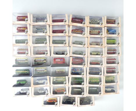 Oxford N gauge die cast model vehicles, fifty-one boxed model buses and coaches, including Trolley Bus, Tram, Bedford OB Coac