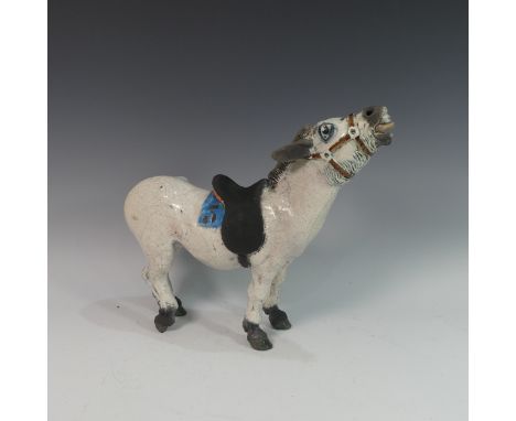 Lawson E. Rudge (b. 1936), a raku fired studio pottery sculpture of a Donkey, numbered 5 to saddle cloth, H 36cm. Provenance: