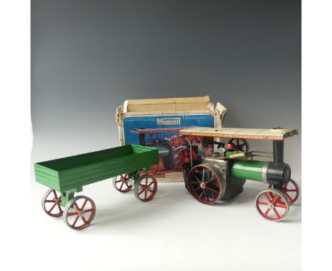 A Mamod T.E.1a&nbsp; Steam traction engine Tractor, boxed (slightly tatty) together with a Mamod trailer (2) 