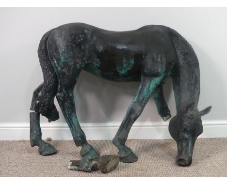 Lawson E. Rudge (b. 1936), a large fibreglass garden sculpture of a Pony, broken foot, L 100cm x H 74cm. Provenance: from the
