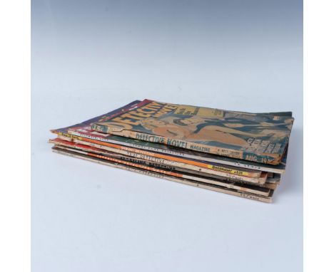 A set of eight detective story magazines, featuring titles such as Front Page Detective, Revealing Detective, True Detective,