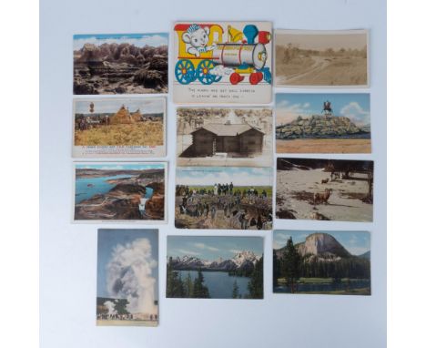 A set of Union Pacific Railroad cards showcasing stunning natural world art, including Jackson Lake and the Teton Mountains i