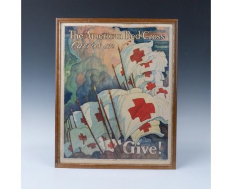 Collectible vintage poster of the American Red Cross, framed in a classic wooden style. Frame Dimensions: 16.75"L x 21"H x 0.
