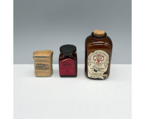 Vintage collection consisting of a Railroad Mills pack of Sweet Scotch Snuff, a Railroad Mills jar with Maccoboy Snuff tobacc
