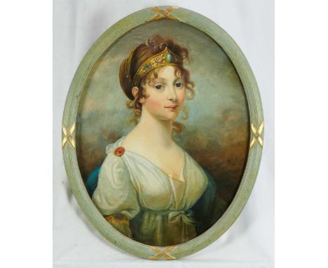 After Josef Grassi (1755-1838), Continental School, oval oil on canvas - portrait of Queen Louise of Prussia, 50cm x 40cm, in