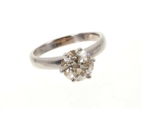 Diamond single stone ring with an old-European cut diamond estimated to weigh approximately 2cts in six claw setting on 18ct 