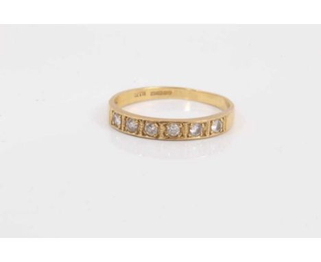 18ct gold diamond six stone half eternity style ring (Birmingham 1987), size NWeight 2.3 grams.&nbsp;good condition commensur