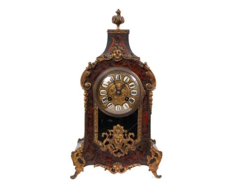 Edwardian Mappin and Webb retailed boulle work mantel clock with French movement chiming on gong, keys and pendulum present 3