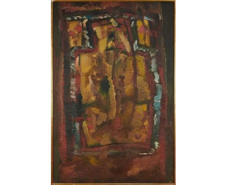 Dorothy Mead (1928-1975) oil on canvas - abstract, dated '70, 91cm x 137cm, framed. Dorothy was born in London in 1928 and tr